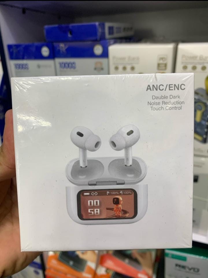 A9 Pro Touch Screen AirPods Pro with Active Noise Cancellation (ANC) & LCD Display | Bluetooth 5.0 Wireless Earbuds