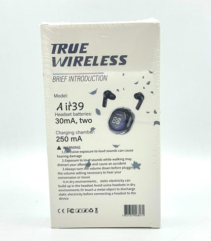 Air39 Wireless Earbuds | Bluetooth 5.3 | Clear Sound | Heavy Bass | Noise Reduction |  LED Display - Random Color