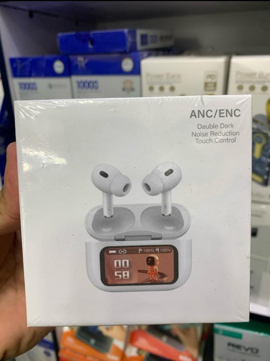 A9 Pro Touch Screen AirPods Pro with Active Noise Cancellation (ANC) & LCD Display | Bluetooth 5.0 Wireless Earbuds